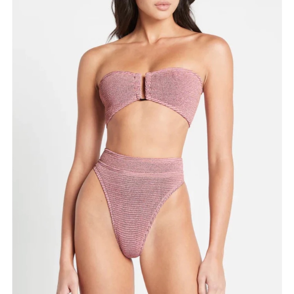 Authentic Bond-Eye Blake Bandeau and Savannah Brief in Blush Lurex One Size